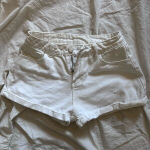 white denim summer shorts